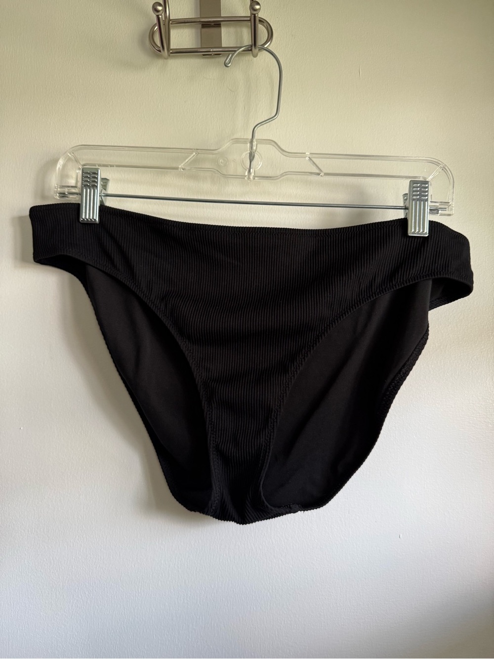aerie Black Ribbed Bikini Bottom, Size XL